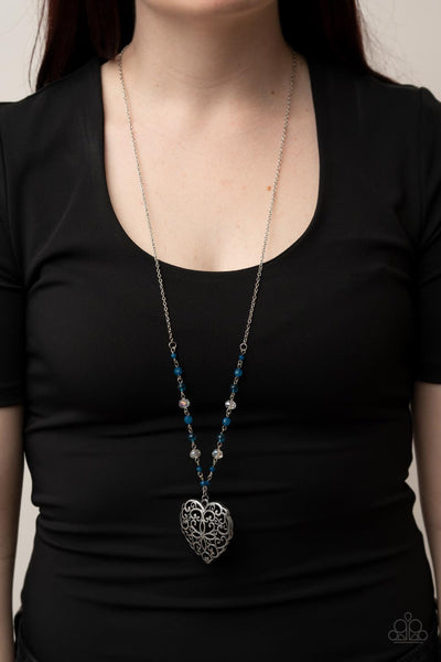 Paparazzi Accessories Doting Devotion - Blue Necklace & Earrings