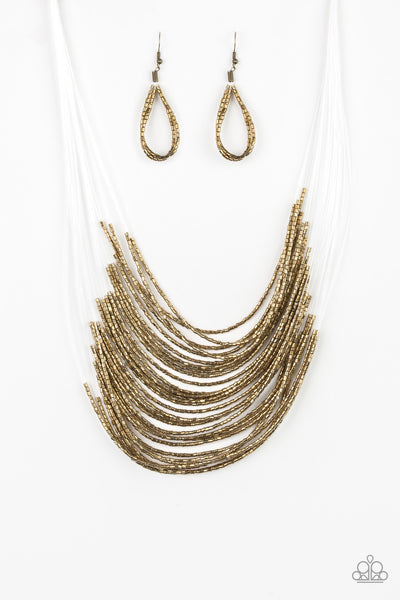 Paparazzi Accessories Catwalk Queen - Brass Necklace & Earrings 