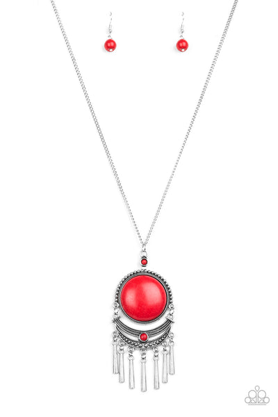 Paparazzi Accessories Rural Rustler - Red Necklace & Earrings 