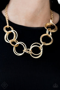 Paparazzi Accessories Jump Into The Ring - Gold Necklace & Earrings 