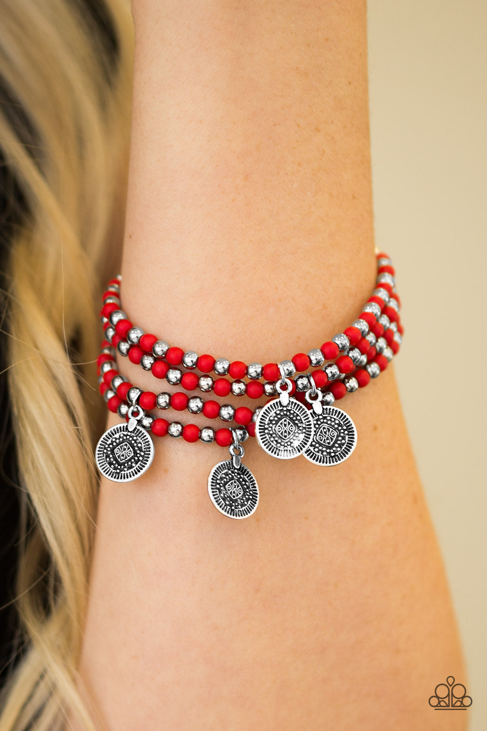 Paparazzi Accessories Gypsy Globetrotter - Red Bracelet 