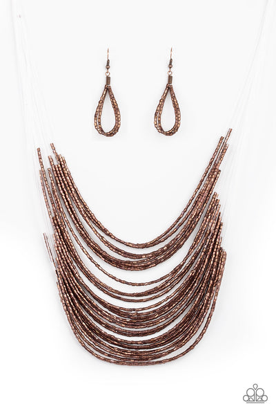 Paparazzi Accessories Catwalk Queen - Copper Necklace & Earrings 