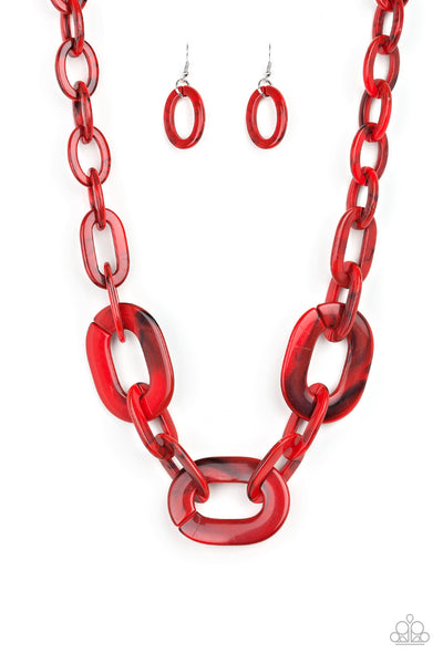 Paparazzi Accessories All In-VINCIBLE - Red Necklace & Earrings 
