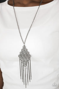 Paparazzi Accessories Web Design - Black Necklace & Earrings 