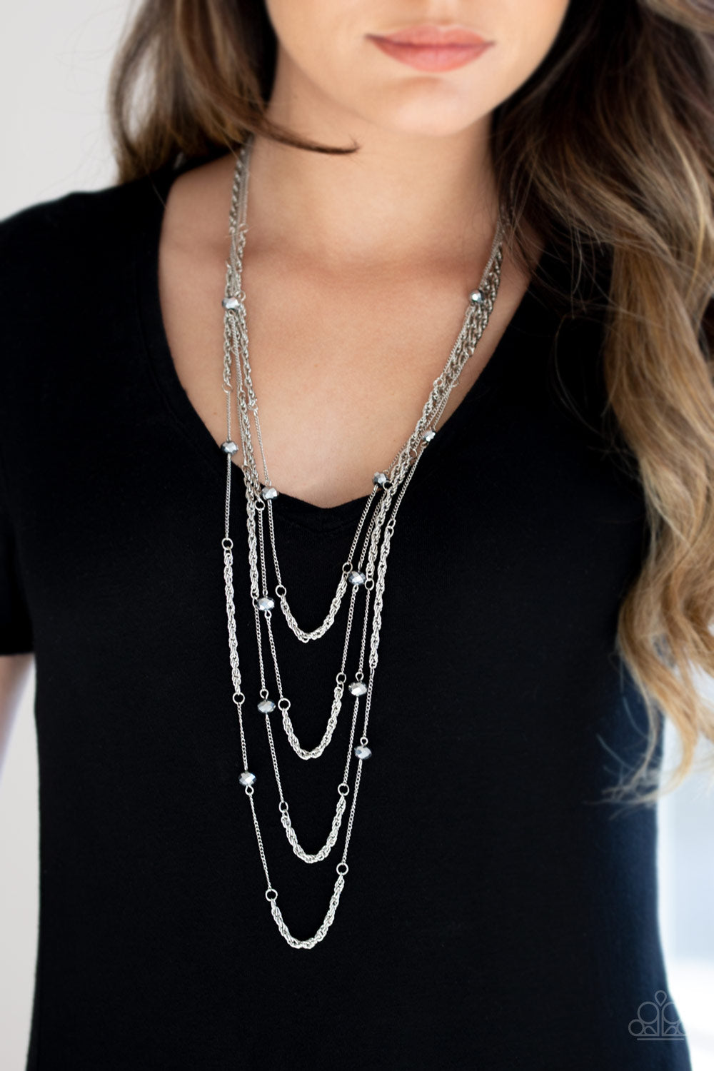 Paparazzi Accessories Open For Opulence - Silver Necklace & Earrings 