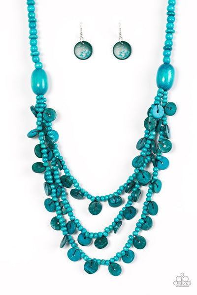 Paparazzi Accessories Safari Samba - Blue Necklace & Earrings 