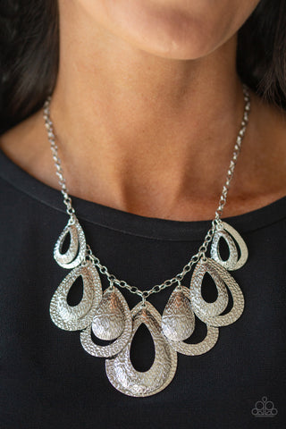 Paparazzi Accessories Teardrop Tempest - Silver Necklace & Earrings 