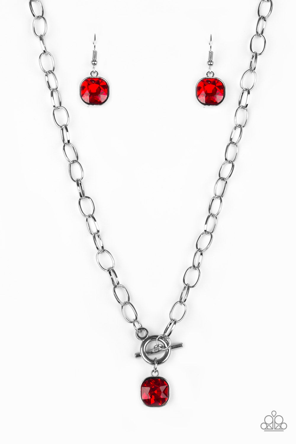 Paparazzi Accessories Dynamite Dazzle - Red Necklace & Earrings 