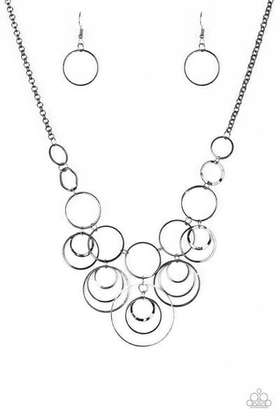 Paparazzi Accessories Break The Cycle - Black Necklace & Earrings 