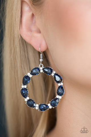 Paparazzi Accessories Ring Around The Rhinestones - Blue Earrings 