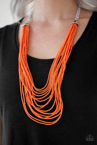 Paparazzi Accessories Peacefully Pacific - Orange Necklace & Earrings 