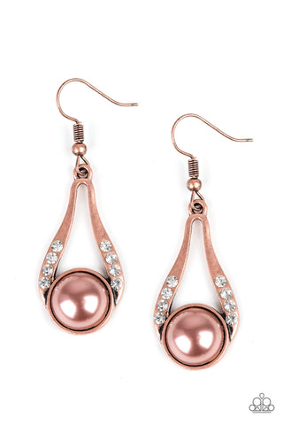 Paparazzi Accessories HEADLINER Over Heels - Copper Earrings 