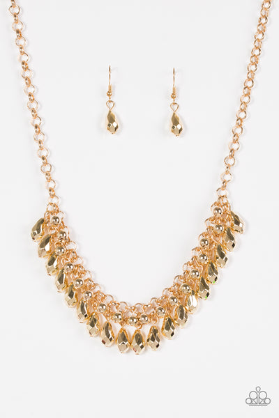 Paparazzi Accessories Prima DIVA - Gold Necklace & Earrings 