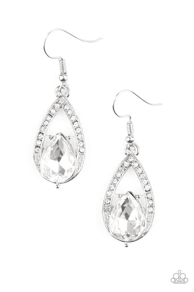 Paparazzi Accessories Gatsby Grandeur - white Earrings 