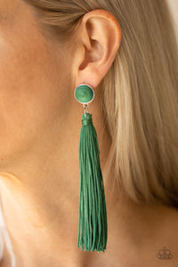 Paparazzi Accessories Tightrope Tassel - Green Earrings 