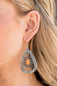 Paparazzi Accessories Floral Frill - Orange Earrings 