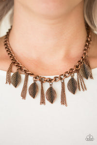 Paparazzi Accessories Serenely Sequoia - Copper Necklace & Earrings 