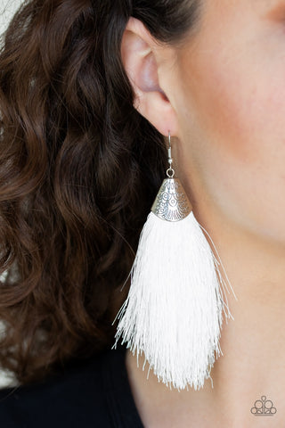 Paparazzi Accessories Tassel Temptress - White Earrings 