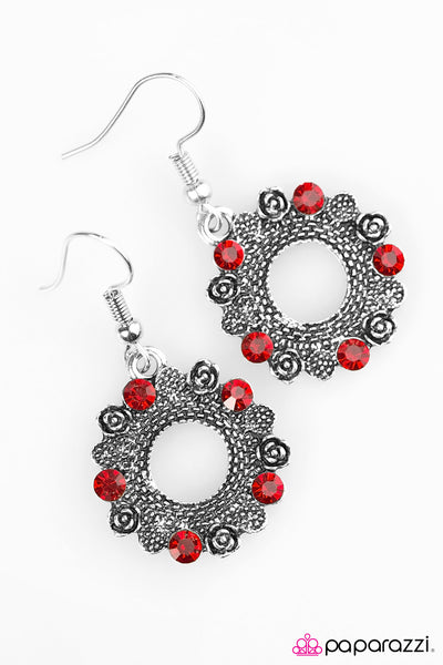 Paparazzi Accessories Royal Rose Garden - Red Earrings 