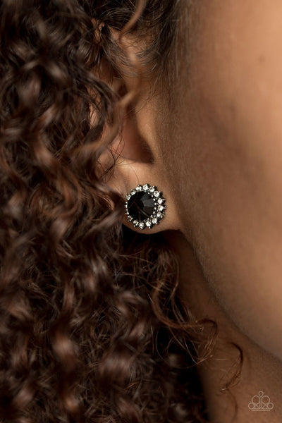 Paparazzi Accessories Away We GLOW!- Black Post Earrings 