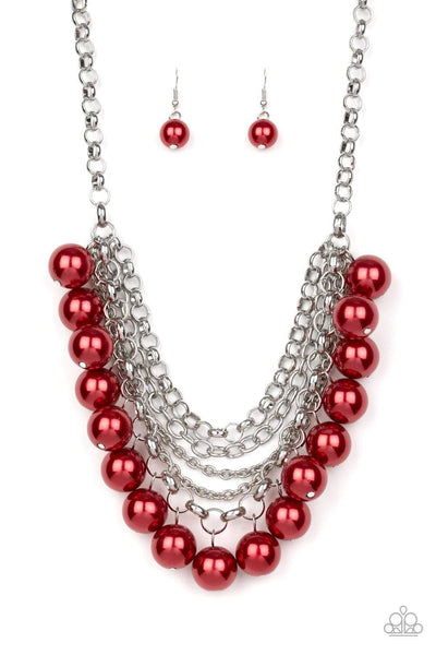 Paparazzi Accessories One-Way WALL STREET - Red Necklace & Earrings 