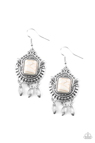 Paparazzi Accessories Open Pastures - White Earrings 