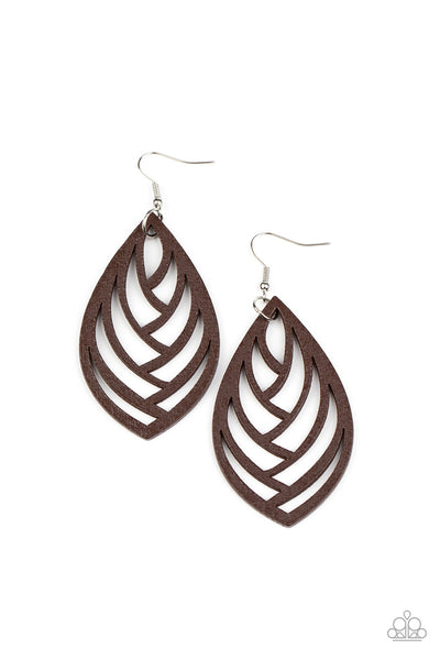 Paparazzi Accessories Out of the Woodwork - Brown Earrings 