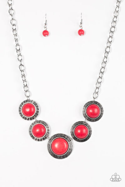 Paparazzi Accessories Mountain Roamer - Red Necklace & Earrings 