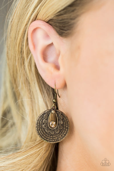 Paparazzi Accessories Majestically Mayan - Brass Earrings 