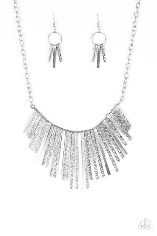 Paparazzi Accessories Welcome To The Pack - Silver Necklace & Earrings 