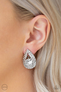 Paparazzi Accessories Elite Edge - White Clip On Earrings