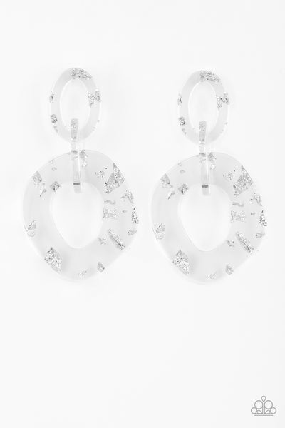 Paparazzi Accessories Confetti Congo - White Earrings 