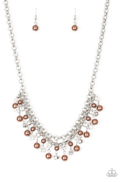 Paparazzi Accessories You May Kiss the Bride - Brown Necklace & Earrings 