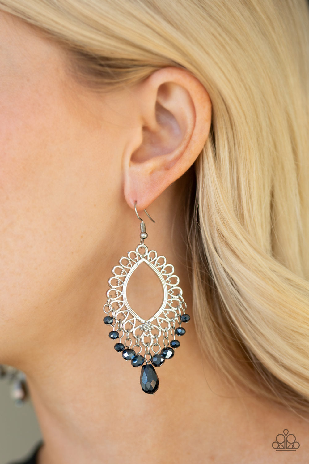 Paparazzi Accessories Just Say NOIR - Blue Earrings 