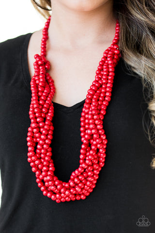 Paparazzi Accessories Tahiti Tropic - Red Necklace & Earrings 
