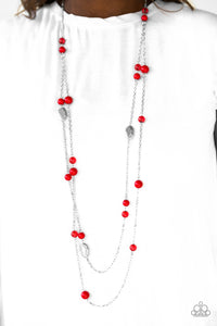 Paparazzi Accessories Hitting A GLOW Point - Red Necklace & Earrings 