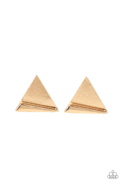 Paparazzi Accessories Die TRI-ing - Gold Earrings 