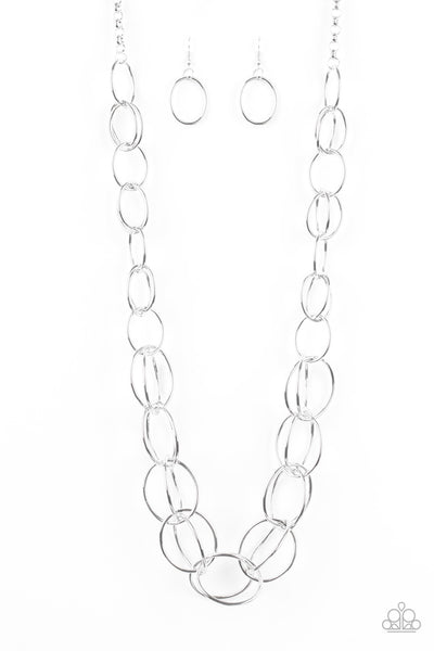 Paparazzi Accessories Elegantly Ensnared - Silver Necklace & Earrings 