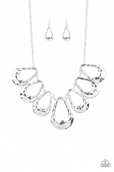 Paparazzi Accessories Teardrop Envy - Silver Necklace & Earrings 