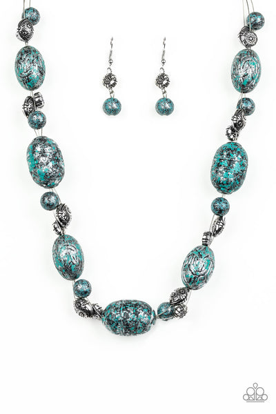 Paparazzi Accessories Gatherer Glamour - Blue Necklace & Earrings 