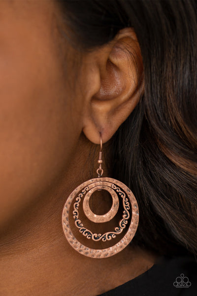 Paparazzi Accessories Out Of Control Shimmer - Copper Earrings 