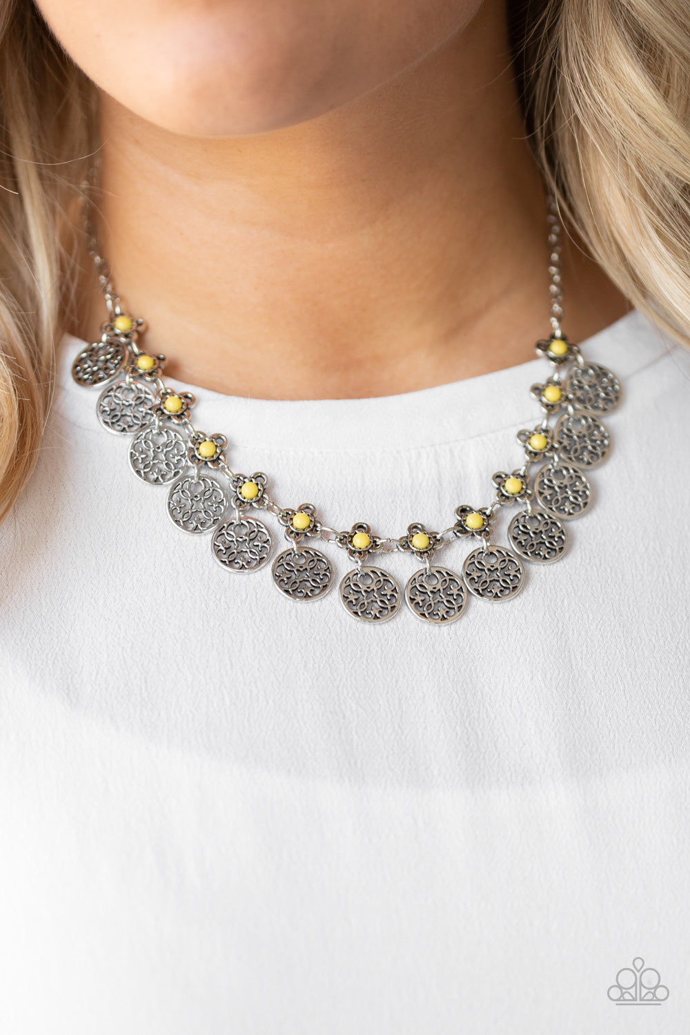 Paparazzi Accessories Mandala Movement - Yellow Necklace & Earrings 