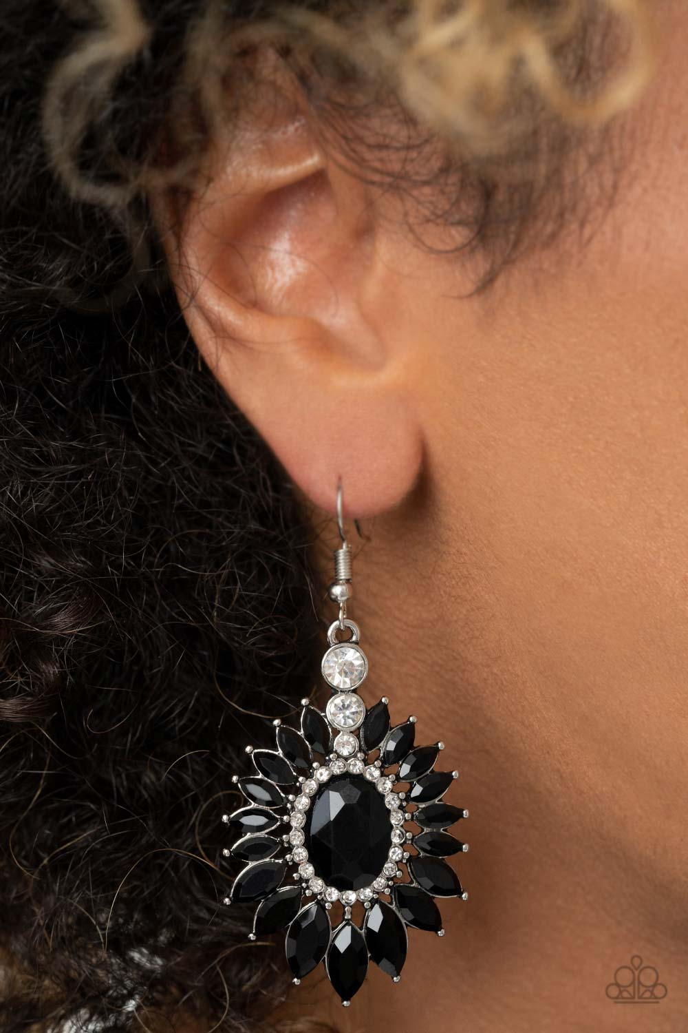 Paparazzi Accessories Big Time Twinkle Black Earrings