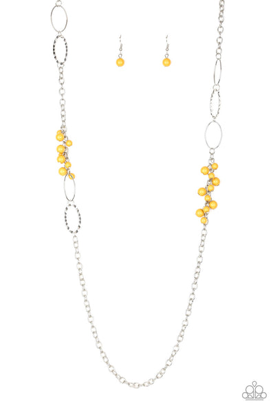 Paparazzi Accessories Flirty Foxtrot - Yellow Necklace & Earrings 