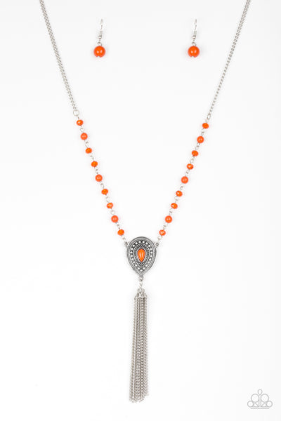 Paparazzi Accessories Soul Quest - Orange Necklace & Earrings 