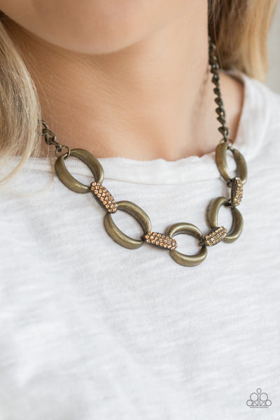 Paparazzi Accessories Boss Boulevard - Brass Necklace & Earrings 
