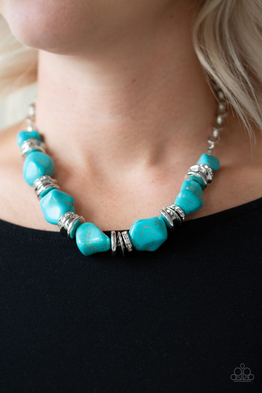 Paparazzi Accessories Stunningly Stone Age - Blue Necklace & Earrings 