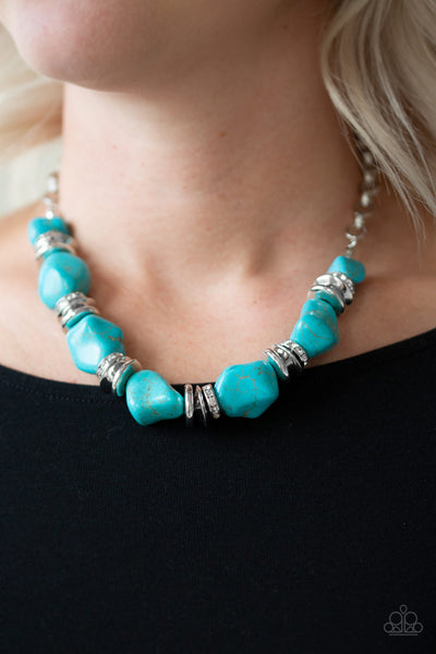 Paparazzi Accessories Stunningly Stone Age - Blue Necklace & Earrings 