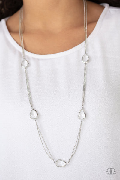 Paparazzi Accessories Teardrop Timelessness - White Necklace & Earrings 