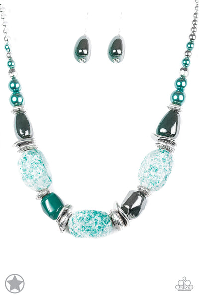 Paparazzi Accessories In Good Glazes - Blue Necklace & Earrings 